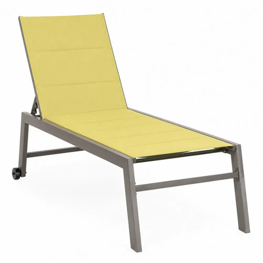 Sonnenliege Gartenliege verstellbar mit Rollen 198 x 68 x 34 cm Aluminium Textilene Gelb Grau