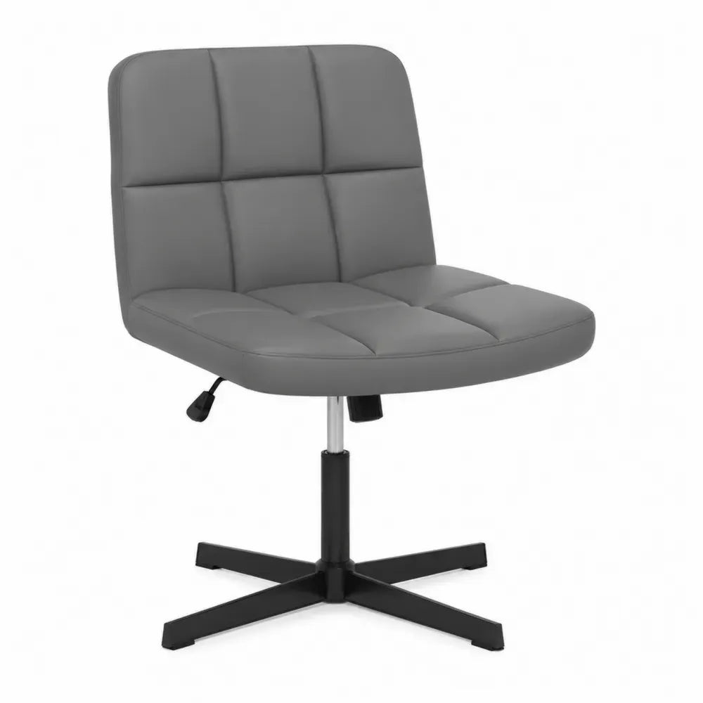 Bürostuhl Drehstuhl höhenverstellbar ohne Armlehnen 60 x 61 x 84-96 cm PU-beschichtetes Polyestergewebe Stahl Grau Schwarz