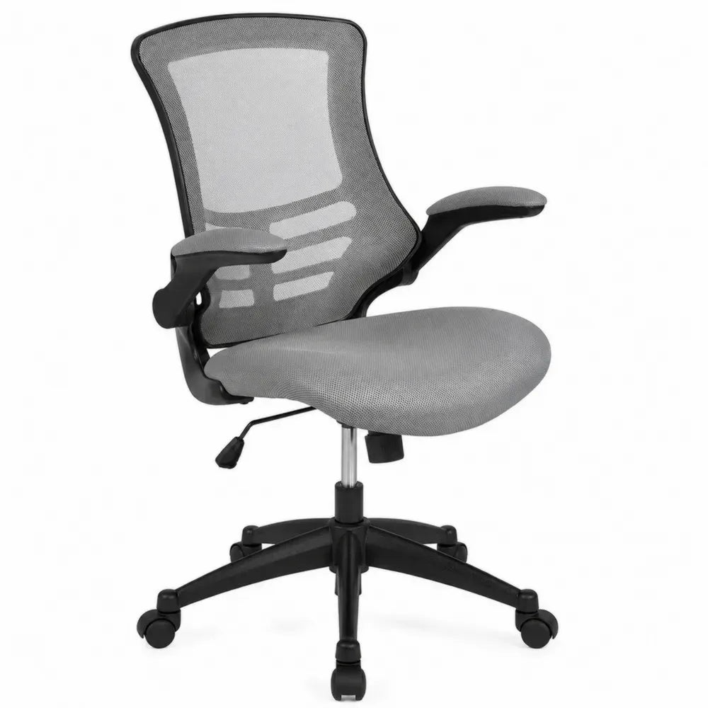 Bürostuhl Drehstuhl höhenverstellbar mit Netzrücken Armlehnen und Rollen 62 x 62 x 92-102 cm Polyestergewebe PP Stahl Grau Schwarz