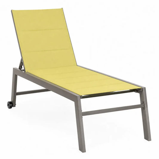 Sonnenliege Gartenliege verstellbar mit Rollen 198 x 68 x 34 cm Aluminium Textilene Gelb Grau