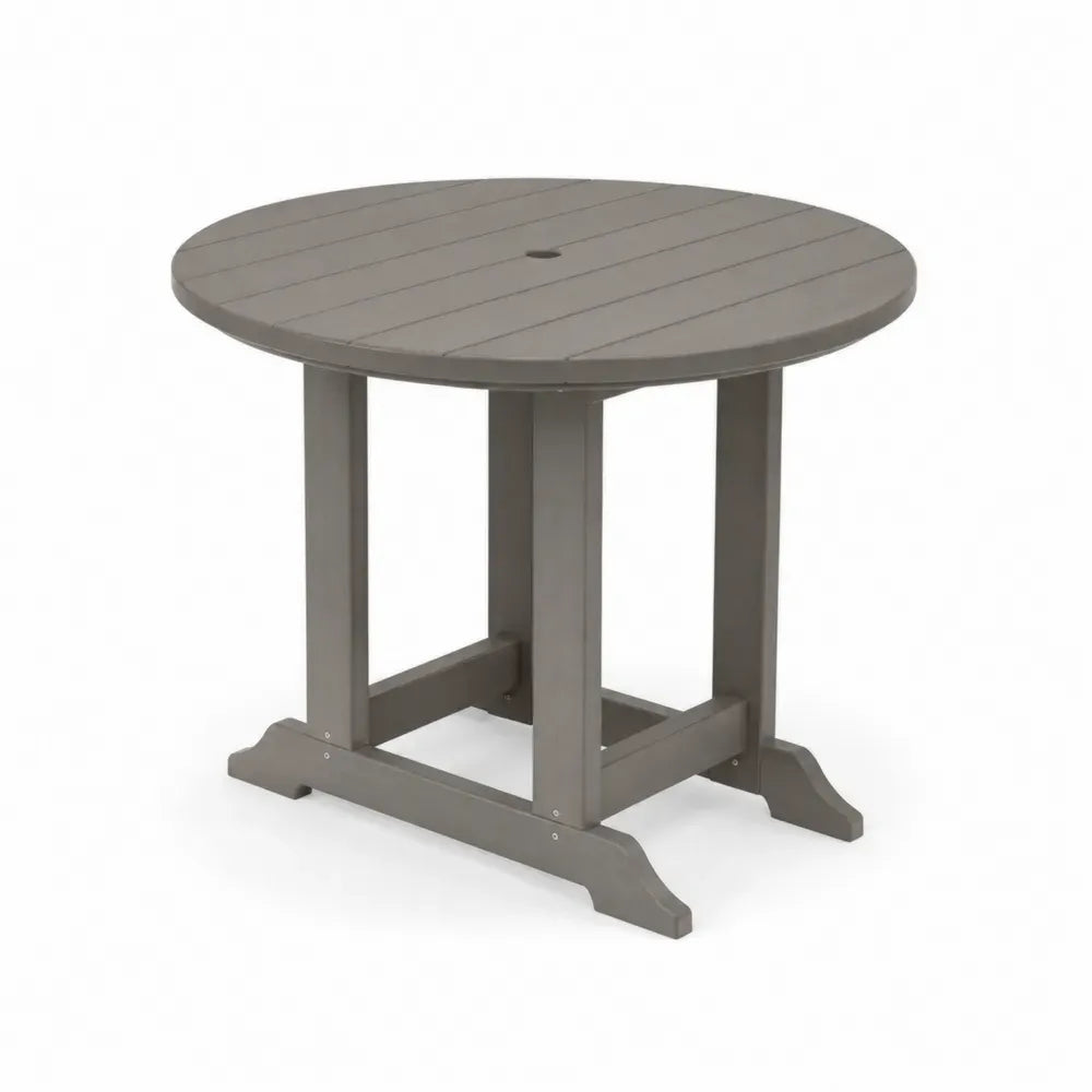 Gartentisch rund für 4 Personen mit Schirmloch Ø 110 x H 74 cm HDPE Kunststoff Taupe