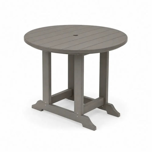 Gartentisch rund für 4 Personen mit Schirmloch Ø 110 x H 74 cm HDPE Kunststoff Taupe