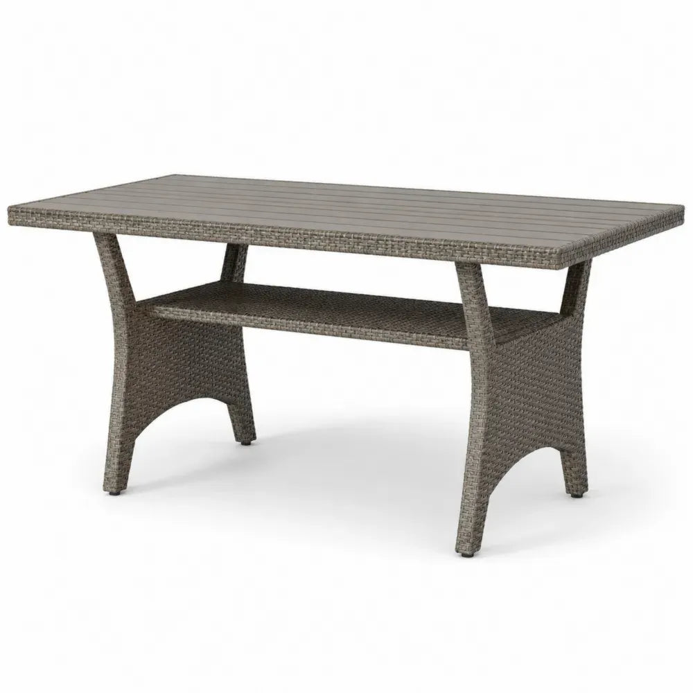 Gartentisch Esstisch rechteckig 160 x 90 x 75 cm Polystyrol HDPE-Polyrattan Stahl Grau Braun
