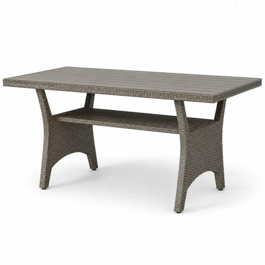 Gartentisch Esstisch rechteckig 160 x 90 x 75 cm Polystyrol HDPE-Polyrattan Stahl Grau Braun