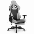 Gamingstuhl Bürostuhl höhenverstellbar mit Fußstütze PU Kunstleder Polyester Hellgrau Dunkelgrau Schwarz 68 x 70 x 124 bis 134 cm