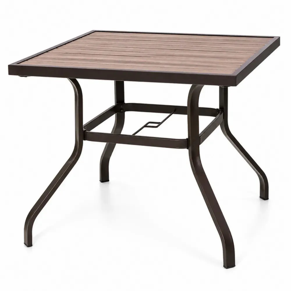 Gartentisch Esstisch quadratisch 95 x 95 x 74 cm Polystyrol-Kunststoff Stahl Braun Dunkelbraun