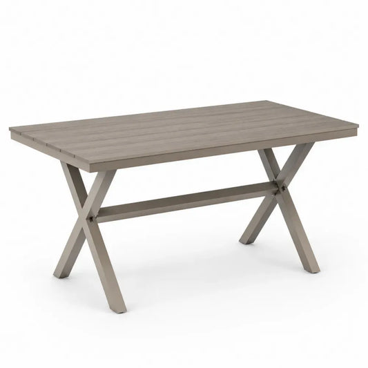 Rechteckiger Gartentisch Esstisch 180 x 90 x 75 cm Polystyrol-Kunststoff Aluminium X-Gestell Taupe