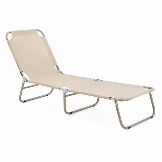 Klappbare Gartenliege Sonnenliege 187 x 58 x 29 cm pulverbeschichteter Stahl 600D Polyestergewebe rechteckig beige taupe